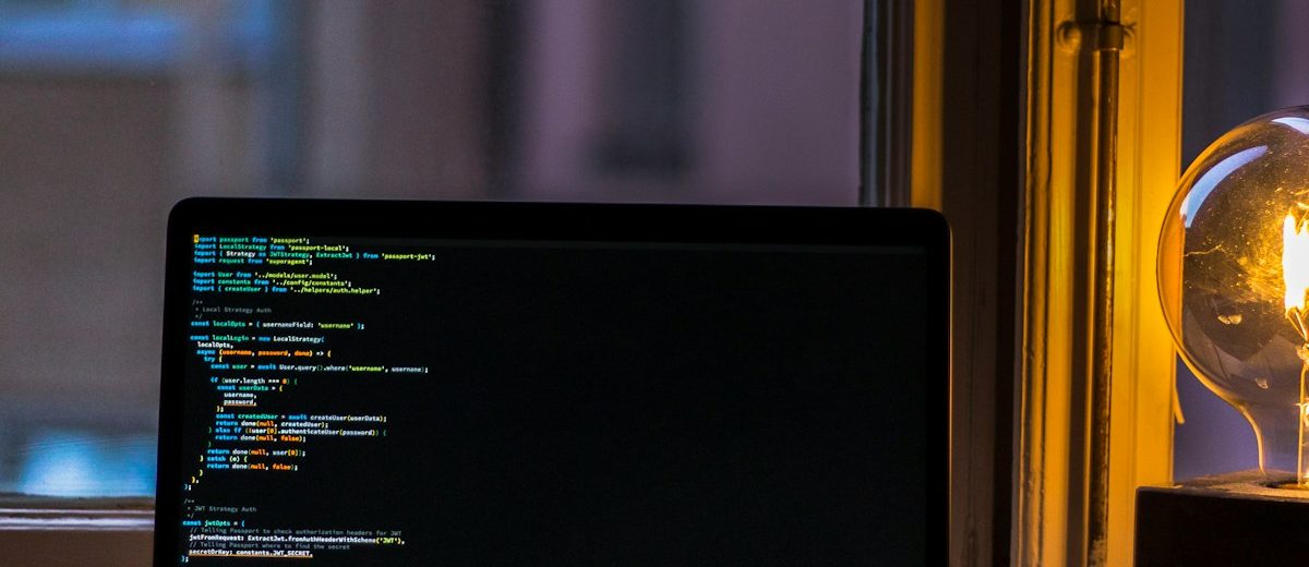 turned on gray laptop computer